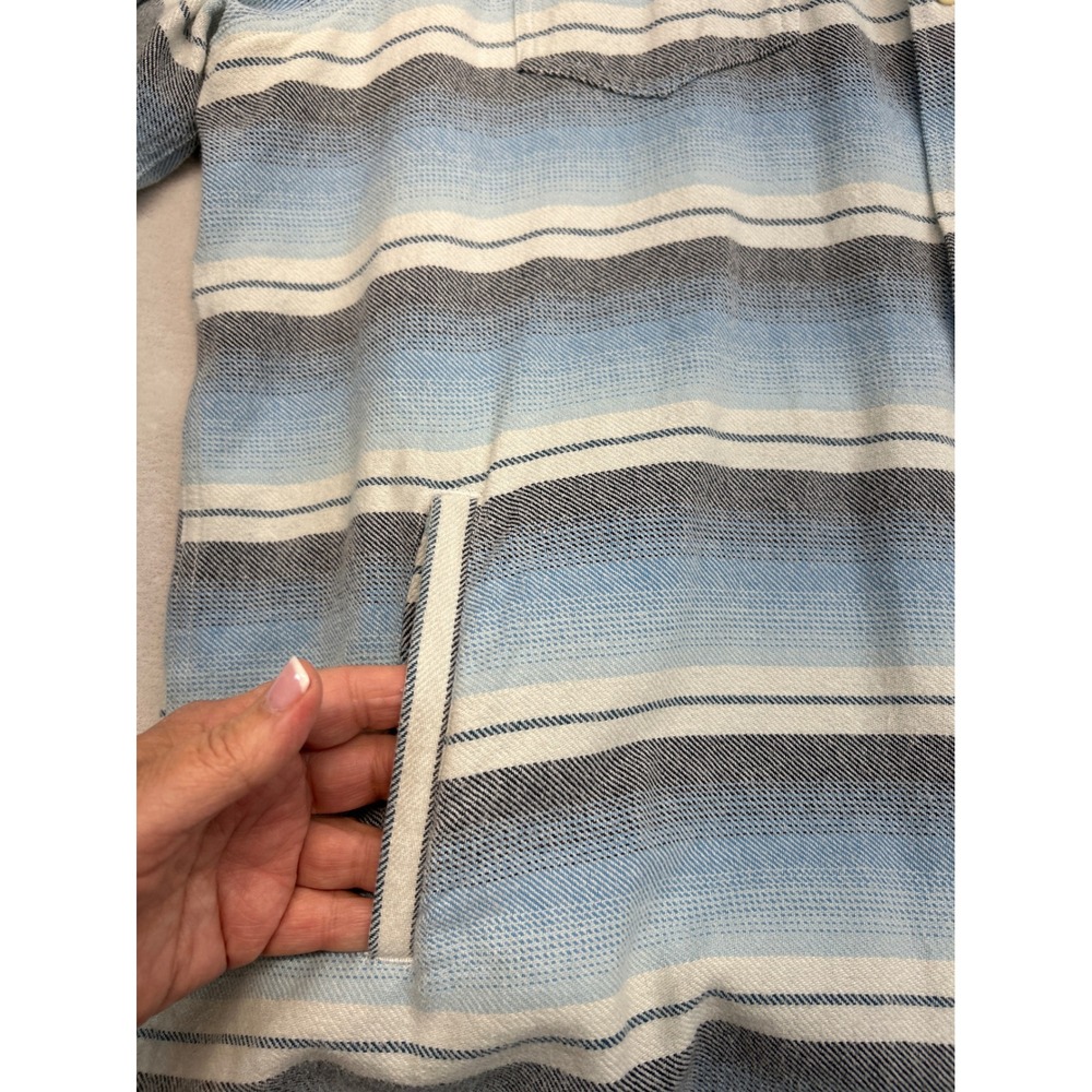 Johnnie-O Surflannel Hooded Shirt Mens XXL Blue Striped Button Front Cotton - Picture 4 of 7